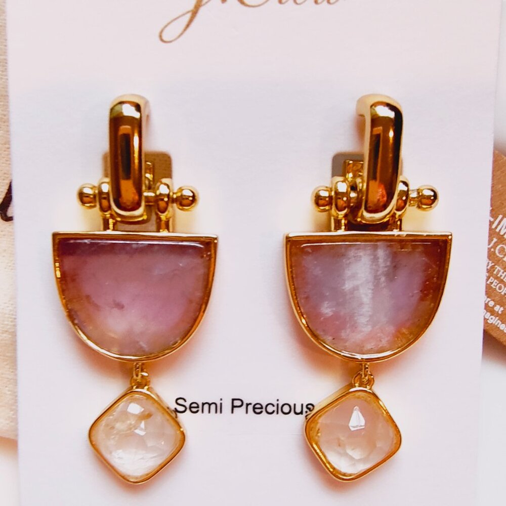 J.CREW GOBLET STONE DROP EARRINGS PURPLE MULTI